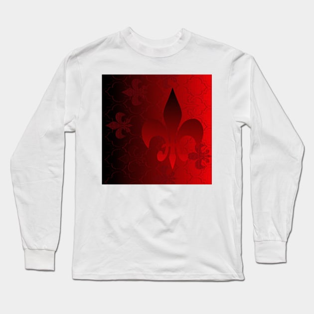 Fleur De Lis Long Sleeve T-Shirt by Overthetopsm